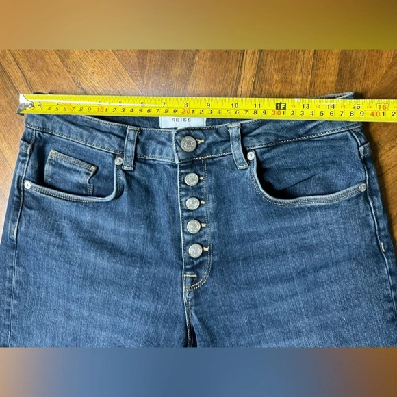REISS Bailey Mid Rise Button Fly Cropped Jeans Straight Leg Luxe Size 27 - Picture 4 of 8